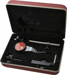 Starrett - 7 Piece, 0" to 0.06" Measuring Range, 1-3/8" Dial Diam, 0-30-0 Dial Reading, Red Dial Test Indicator Kit - 1-5/16" Contact Point Length, 2mm Ball Diam, 0.001" Dial Graduation - Industrial Tool & Supply