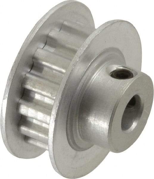 Power Drive - 14 Tooth, 1/4" Inside x 0.871" Outside Diam, Hub & Flange Timing Belt Pulley - 1/4" Belt Width, 0.891" Pitch Diam, 0.438" Face Width, Aluminum - Industrial Tool & Supply