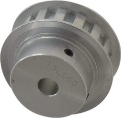Power Drive - 15 Tooth, 3/8" Inside x 1.76" Outside Diam, Hub & Flange Timing Belt Pulley - 1/2" Belt Width, 1.79" Pitch Diam, 0.719" Face Width, Aluminum - Industrial Tool & Supply