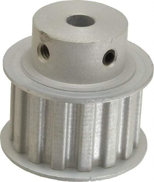 Power Drive - 15 Tooth, 3/8" Inside x 1.76" Outside Diam, Hub & Flange Timing Belt Pulley - 1" Belt Width, 1.79" Pitch Diam, 1-1/4" Face Width, Aluminum - Industrial Tool & Supply