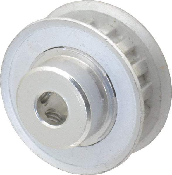 Power Drive - 15 Tooth, 1/4" Inside x 0.935" Outside Diam, Hub & Flange Timing Belt Pulley - 1/4" Belt Width, 0.955" Pitch Diam, 0.438" Face Width, Aluminum - Industrial Tool & Supply