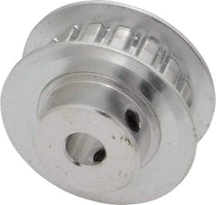 Power Drive - 16 Tooth, 1/4" Inside x 1" Outside Diam, Hub & Flange Timing Belt Pulley - 1/4" Belt Width, 1.019" Pitch Diam, 0.438" Face Width, Aluminum - Industrial Tool & Supply