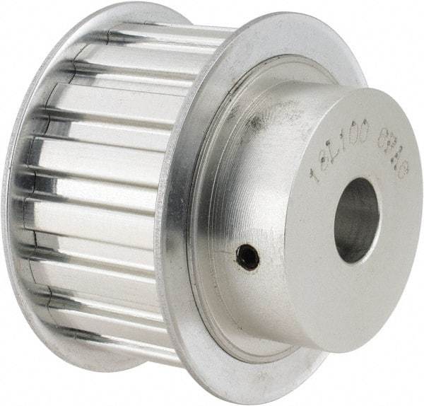Power Drive - 18 Tooth, 1/2" Inside x 2.119" Outside Diam, Hub & Flange Timing Belt Pulley - 1" Belt Width, 2.149" Pitch Diam, 1-1/4" Face Width, Aluminum - Industrial Tool & Supply