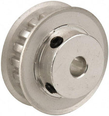 Power Drive - 18 Tooth, 1/4" Inside x 1-1/8" Outside Diam, Hub & Flange Timing Belt Pulley - 1/4" Belt Width, 1.146" Pitch Diam, 0.438" Face Width, Aluminum - Industrial Tool & Supply