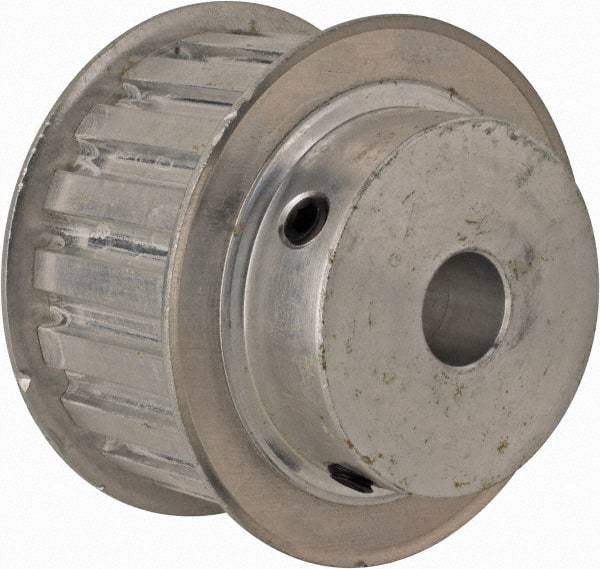 Power Drive - 19 Tooth, 1/2" Inside x 2.238" Outside Diam, Hub & Flange Timing Belt Pulley - 1" Belt Width, 2.268" Pitch Diam, 1-1/4" Face Width, Aluminum - Industrial Tool & Supply