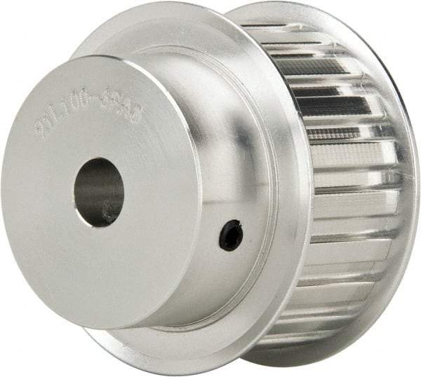 Power Drive - 21 Tooth, 1/2" Inside x 2.477" Outside Diam, Hub & Flange Timing Belt Pulley - 1" Belt Width, 2.507" Pitch Diam, 1-1/4" Face Width, Aluminum - Industrial Tool & Supply