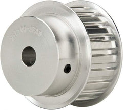 Power Drive - 21 Tooth, 1/2" Inside x 2.477" Outside Diam, Hub & Flange Timing Belt Pulley - 1" Belt Width, 2.507" Pitch Diam, 1-1/4" Face Width, Aluminum - Industrial Tool & Supply