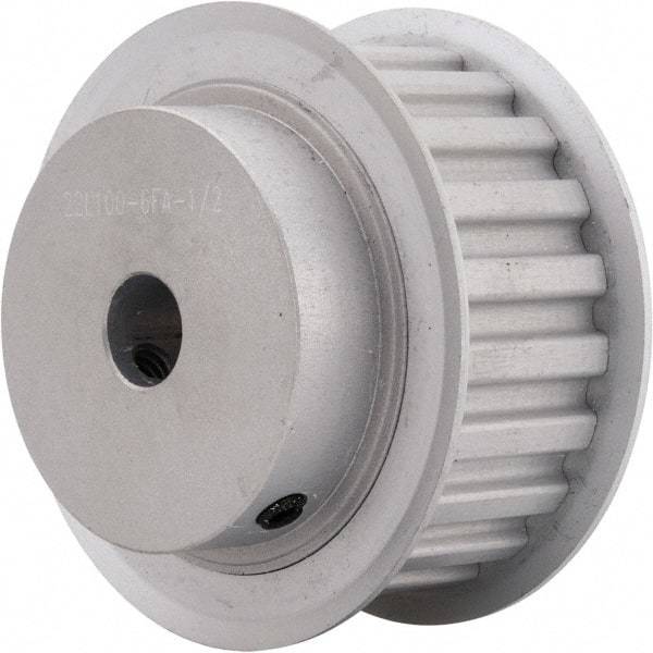Power Drive - 22 Tooth, 1/2" Inside x 2.596" Outside Diam, Hub & Flange Timing Belt Pulley - 1" Belt Width, 2.626" Pitch Diam, 1-1/4" Face Width, Aluminum - Industrial Tool & Supply