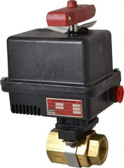 Gemini Valve - 1" Pipe, 720 psi WOG Rating Brass Electric Actuated Ball Valve - Reinforced PTFE Seal, Standard Port, Threaded (NPT) End Connection - Industrial Tool & Supply
