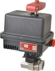 Gemini Valve - 3/4" Pipe, 720 psi WOG Rating Stainless Steel Electric Actuated Ball Valve - Reinforced PTFE Seal, Standard Port, Threaded (NPT) End Connection - Industrial Tool & Supply