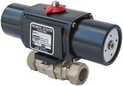 Gemini Valve - 1" Pipe, 1,000 psi WOG Rating Stainless Steel Pneumatic Spring Return with Solenoid Actuated Ball Valve - Reinforced PTFE Seal, Standard Port - Industrial Tool & Supply