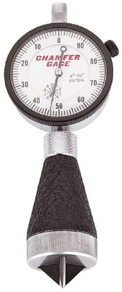 Starrett - 1/8 to 1/2", 90 to 127° Included Angle, External Chamfer Gage - White Hardened Tool Steel (Plunger), 3 Blade Plunger - Industrial Tool & Supply