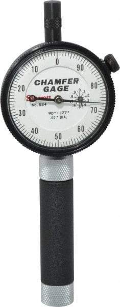 Starrett - 0 to 3/8", 90 to 127° Included Angle, Internal Chamfer Gage - White Hardened Tool Steel (Plunger), 3 Blade Plunger - Industrial Tool & Supply