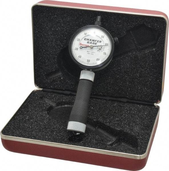 Starrett - 0 to 1/2", 90 to 127° Included Angle, Internal Chamfer Gage - White Hardened Tool Steel (Plunger), 3 Blade Plunger - Industrial Tool & Supply
