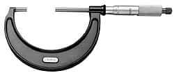 Starrett - 1-1/2 to 3-1/2" Range, 0.0001" Graduation, Mechanical Outside Micrometer - Ratchet Stop Thimble, 2-5/8" Throat Depth, Accurate to 0.0001" - Industrial Tool & Supply