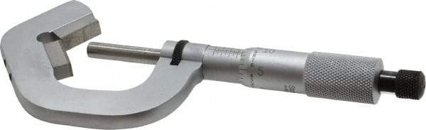 Starrett - 0.078 to 1 Inch Measurement, 0.0001 Inch Graduation, 5 Flutes Measured, Ratchet Stop Thimble, Mechanical V Anvil Micrometer - Satin Chrome Finish, Carbide - Industrial Tool & Supply