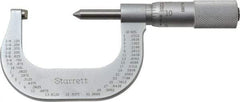 Starrett - 1 to 2" Range, Mechanical Screw Thread Micrometer - Plain Thimble, 0.001" Graduation, 0.004mm Accuracy - Industrial Tool & Supply