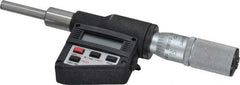 Starrett - 0 to 25mm Range, 1/4" Spindle Diameter, 2-1/4" Spindle Length, 6-3/16 OAL, Flat Spindle Electronic Micrometer Head - 0.00005" Resolution, 0.0001" Accuracy, Friction Thimble, Carbide Measuring Face, Data Output - Industrial Tool & Supply