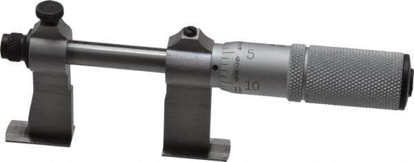 Starrett - 1-1/2 to 2-1/2 Inch Inside Measurement, Satin Chrome Finish, Mechanical Groove Micrometer - 0.001 Inch Graduation, 0.0002 Inch Accuracy, 5/64 Inch Groove Depth, Friction Thimble, Includes Lock Screw - Industrial Tool & Supply