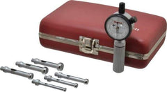 Starrett - 7 Anvil, 0.217 to 19/32" Dial Bore Gage Set - 0.0001" Graduation, 1-1/2" Gage Depth - Industrial Tool & Supply