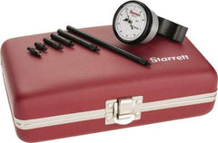 Starrett - 0 to 8.6 Inch Range, Steel, White Dial Depth Gage - 0.001 Inch Graduation, 2-1/2 Inch Base Measuring Length - Industrial Tool & Supply