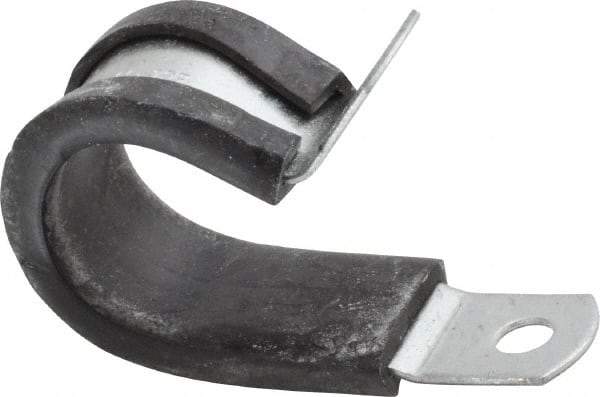 Made in USA - 3/4" Pipe, 3/4" Rod, Cushion Clamp - Gray & Black, Galvanized Steel & EPDM Cushion - Industrial Tool & Supply