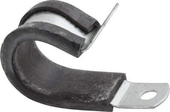 Made in USA - 3/4" Pipe, 3/4" Rod, Cushion Clamp - Gray & Black, Galvanized Steel & EPDM Cushion - Industrial Tool & Supply