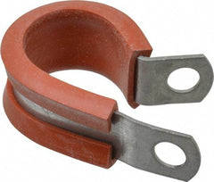 Made in USA - 3/4" Pipe, 3/4" Rod, Cushion Clamp - Gray & Red, Galvanized Steel & Silcone Cushion - Industrial Tool & Supply