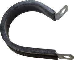 Made in USA - 1-1/2" Pipe, 1-1/2" Rod, Cushion Clamp - Gray & Black, Galvanized Steel & EPDM Cushion - Industrial Tool & Supply