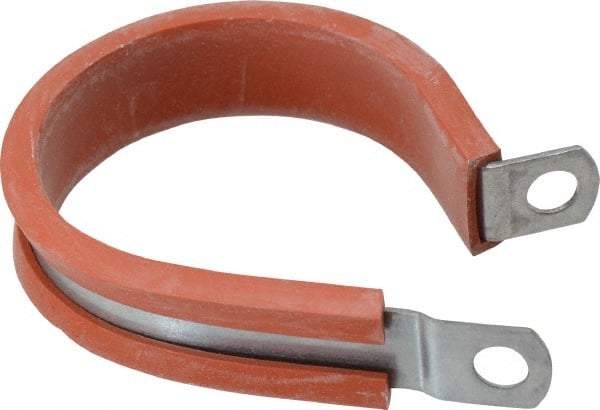 Made in USA - 1-3/4" Pipe, 1-3/4" Rod, Cushion Clamp - Gray & Red, Galvanized Steel & Silcone Cushion - Industrial Tool & Supply