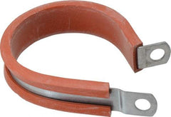 Made in USA - 1-3/4" Pipe, 1-3/4" Rod, Cushion Clamp - Gray & Red, Galvanized Steel & Silcone Cushion - Industrial Tool & Supply