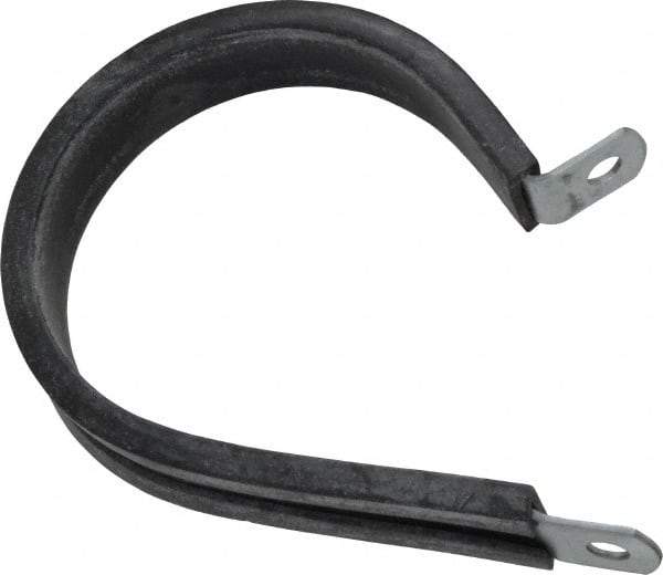 Made in USA - 2" Pipe, 2" Rod, Cushion Clamp - Gray & Black, Galvanized Steel & EPDM Cushion - Industrial Tool & Supply