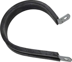 Made in USA - 2" Pipe, 2" Rod, Cushion Clamp - Gray & Black, Galvanized Steel & EPDM Cushion - Industrial Tool & Supply