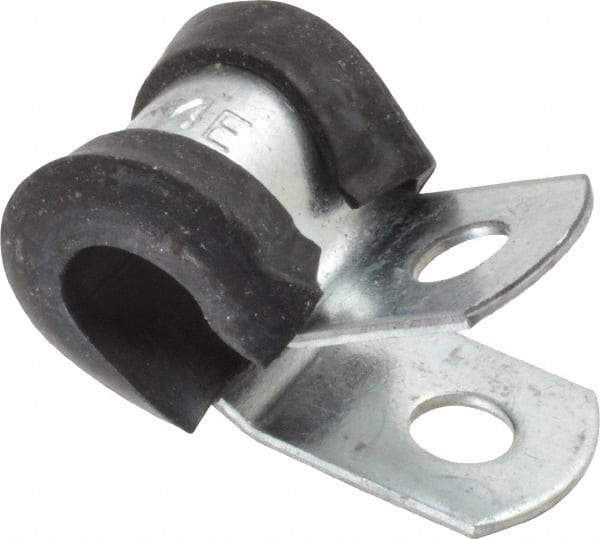 Made in USA - 1/4" Rod, Cushion Clamp - Gray & Black, Galvanized Steel & EPDM Cushion - Industrial Tool & Supply