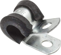 Made in USA - 1/4" Rod, Cushion Clamp - Gray & Black, Galvanized Steel & EPDM Cushion - Industrial Tool & Supply