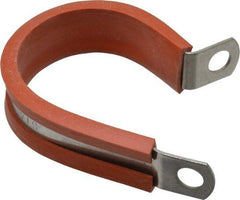 Made in USA - 1-1/4" Pipe, 1-1/4" Rod, Cushion Clamp - Gray & Red, Grade 304 Stainless Steel & Silicone Cushion - Industrial Tool & Supply