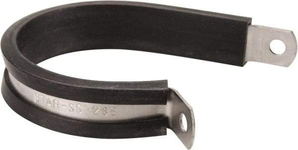 Made in USA - 1-3/4" Pipe, 1-3/4" Rod, Cushion Clamp - Gray & Black, Grade 304 Stainless Steel & EPDM Cushion - Industrial Tool & Supply