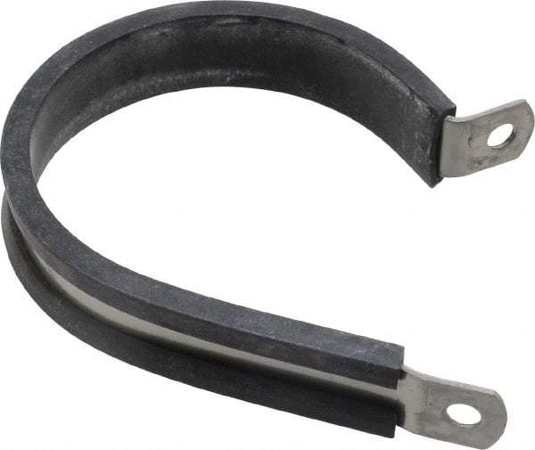 Made in USA - 2" Pipe, 2" Rod, Cushion Clamp - Gray & Black, Grade 304 Stainless Steel & EPDM Cushion - Industrial Tool & Supply