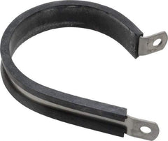 Made in USA - 2" Pipe, 2" Rod, Cushion Clamp - Gray & Black, Grade 304 Stainless Steel & EPDM Cushion - Industrial Tool & Supply