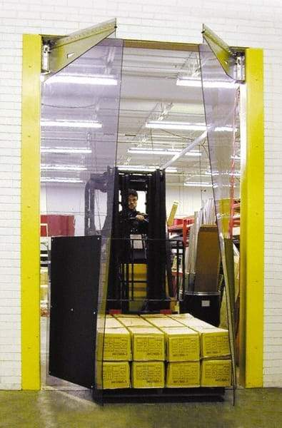TMI, LLC - 8' Door Width x 8' Door Height PVC Bi-Parting Flexible Swinging Door - 0.16" Strip Thickness, Clear - Industrial Tool & Supply