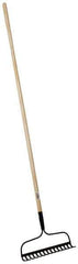 PRO-SOURCE - Bow Rake with 54" Straight Wood Handle - 14-11/16" Blade Width, 15 Tines, 2-1/2" Tine Length - Industrial Tool & Supply