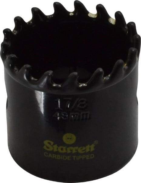 Starrett - 1-7/8" Diam, 1-5/8" Cutting Depth, Hole Saw - Carbide-Tipped Saw, Toothed Edge - Industrial Tool & Supply