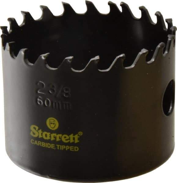 Starrett - 2-3/8" Diam, 1-5/8" Cutting Depth, Hole Saw - Carbide-Tipped Saw, Toothed Edge - Industrial Tool & Supply