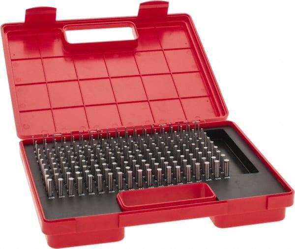 Value Collection - 190 Piece, 0.061-0.25 Inch Diameter Plug and Pin Gage Set - Minus 0.0002 Inch Tolerance, Class ZZ - Industrial Tool & Supply