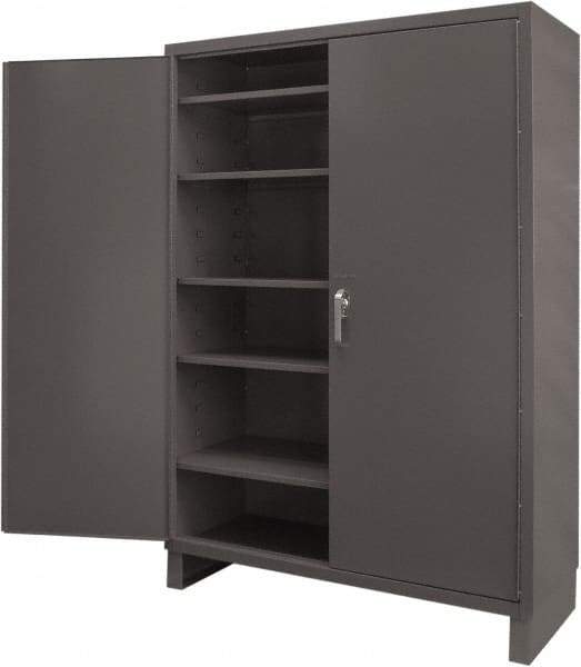 Durham - 5 Shelf Locking Storage Cabinet - Steel, 60" Wide x 24" Deep x 84" High, Gray - Industrial Tool & Supply