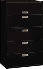Hon - 42" Wide x 67" High x 19-1/4" Deep, 5 Drawer Roll-Out, Roll-Out Posting - Steel, Black - Industrial Tool & Supply