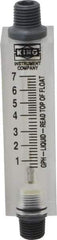 King - 1/4" FNPT Port Block Style, Inline Flowmeter - 100 Max psi, 7 GPH, Acrylic - Industrial Tool & Supply