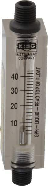 King - 1/4" FNPT Port Block Style, Inline Flowmeter - 100 Max psi, 44 GPH, Acrylic - Industrial Tool & Supply