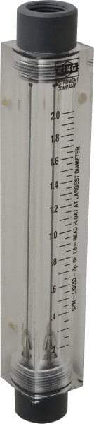 King - 1/2" FNPT Port Block Style, Inline Flowmeter - 100 Max psi, 2 GPM, Acrylic - Industrial Tool & Supply