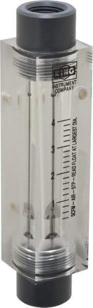 King - 1/2" FNPT Port Block Style, Inline Flowmeter - 125 Max psi, 4 SCFM, Acrylic - Industrial Tool & Supply